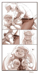 ! anthro applejack_(mlp) audrarius bat_pony blush breasts cleavage comic equine female flutterbat_(mlp) fluttershy_(mlp) friendship_is_magic futanari heart horse intersex mammal monochrome my_little_pony paizuri pegasus penis pony sex smooth_skin wings