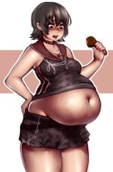 bbw belly_overhang big_belly big_female blush chubby chubby_female embarrassed fat fat_ass fat_female fat_fetish fat_girl fat_woman fatty final_fantasy final_fantasy_xv food iris_amicitia kipteitei large_female obese obese_female overweight overweight_female pig plump pork_chop sweating sweaty sweaty_belly thick_thighs tight_clothes tight_clothing tight_fit tubby weight_gain