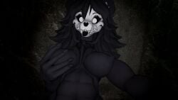 black_fur breasts edger furry mal0 malo on_top riding scp-1471 scp-1471-a_(da.nilkaz) scp_foundation sex skull topless white_eyes