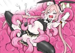 1boy astolfo_(fate) bound bunny_ears cum drool ejaculation ejaculation_under_clothes erection_under_clothing fate_(series) femboy forced_orgasm handjob_over_clothes hi_res midriff open_mouth orgasm skin_fang stockings sweat tears_in_eyes tentacle_handjob tentacle_monster tentacle_rape tentacle_tickling tickling tickling_armpits tickling_belly_button tickling_genitalia tickling_thighs trap twintails underskirt