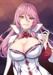 big_breasts deviantart evil_smile female flare_arlgrande_jioral green_eyes kaifuku_jutsushi_no_yarinaoshi mommy_breasts pink_hair princess redo_of_healer