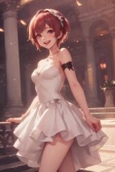 ai_generated backless_outfit exposed_thighs fantasy iceyboy lily_artemis_ii red_hair stellar_blade white_dress