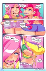 aphrodisiac braless clothing clothing_lift clothing_pull comic comic_page drug drug_usage drug_use drugged drugging drugs eyeliner fluttershy_(mlp) friendship_is_magic huge_breasts human humanized magsama mascara my_little_pony pinkie_pie_(mlp) pornomagnum pussy_juice pussy_juice_drip shirt shirt_lift shirt_pull sweat sweatdrop sweating sweaty sweaty_body tagme torpedo_breasts