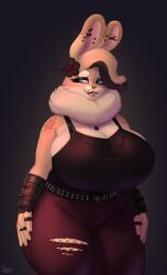 big_breasts breasts cleavage female furry goth hazel_(shakotanbunny) huge_breasts shakotanbunny tagme thick_thighs wide_hips