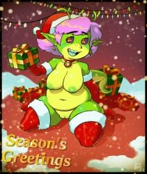 1female 1girls alien alien_girl alien_humanoid alien_only barely_clothed bell bell_collar big_breasts big_nipples christmas christmas_clothing christmas_decorations christmas_hat christmas_headwear christmas_lights christmas_outfit christmas_present chubby chubby_female collar_bell cybertoxin earring earrings female female female_focus female_only gift gift_bow gift_box gift_wrapped gift_wrapping kneeling kneeling_female kneeling_on_floor looking_at_viewer oc original_character original_characters partially_clothed partially_clothed_female shaved_pussy shaved_pussy sitting_on_floor sitting_on_ground snow snowing stocking stockings tail xylla_(cybertoxin)
