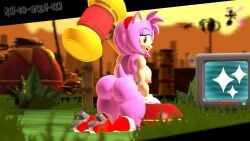 amy_rose looking_back naked_female not-so-violet-sfm piko_piko_hammer sonic_(series)