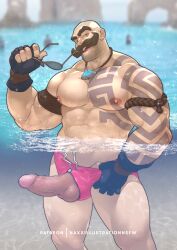 abs balls bara biceps big_balls big_penis braum daddy erection league_of_legends male male_nipples male_only manly mature_male moustache muscular_male naxxillustration nipples pecs penis riot_games wet