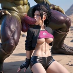 1girls ai_generated eromancer interspecies monster onyx_(pure_onyx) oral_sex pure_onyx