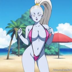 bikini blue_skin dragon_ball_super dreamplank large_breasts ponytail purple_eyes thick vados white_hair