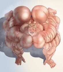 bara big_ass big_butt blonde_hair blushing blushing_at_viewer bodybuilder drooling dungeon_meshi hyper_muscles laios_touden looking_at_viewer male male_only muscles muscular muscular_arms muscular_male muscular_thighs no_visible_genitalia on_all_fours rocky6bara steaming_body