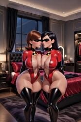 ai_generated big_ass big_breasts curvaceous curvy curvy_female curvy_figure elastigirl female female_only female_pred french_kiss french_kissing helen_parr horny horny_female huge_ass huge_breasts incest kissing lesbian_kiss love love_making moaning mother_and_child mother_and_daughter sensual the_incredibles thick_thighs violet_parr voluptuous voluptuous_female vore yuri