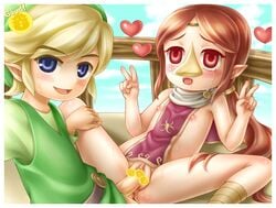 1boy 1girls 2015 anus blonde_hair blue_eyes blush breasts censored clitoris cloud double_v drooling erect_nipples erection female flat_chest hair heart humanoid link long_hair looking_at_viewer male medli nintendo nipples open_mouth penetration penis pointy_ears ponytail porocha pussy pussy_juice red_eyes red_hair rito saliva sex sky smile spread_legs spreading straight sweat tears the_legend_of_zelda the_wind_waker tied_hair toon_link v vaginal_penetration video_games wind_waker young