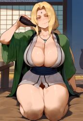 ai_assisted ai_generated ass big_ass big_breasts blonde_hair breasts drunk erotic_nansensu female looking_at_viewer milf mommy naruto teasing thick_thighs tsunade voluptuous voluptuous_female