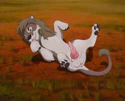 2015 alternative_version_available anus balls barbs cum cum_on_balls cum_on_crotch cum_on_penis disney erection fan_character feline feral knot licking lion looking_at_viewer lying male male_only mammal mane mcfan naughty_face on_back penis sheath signature solo spread_legs spreading tapering_penis the_lion_king tongue tongue_out