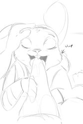 anthro black_and_white buckteeth canine close-up closed_eyes disney duo erection fellatio female fox hand_on_head high-angle_shot judy_hopps lagomorph licking male mammal monochrome nick_wilde onomatopoeia open_mouth oral penis penis_lick pov rabbit rough_sketch sex sheath sketch straight tapering_penis tongue tongue_out torinsangel zootopia