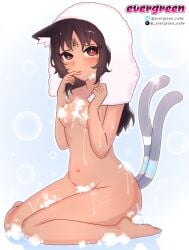 cat_ears cat_tail evergreen_(artist) neko nekomata nekomiya_mana shower zenless_zone_zero zzz