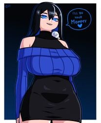 black_hair crim7x huge_breasts looking_at_viewer original_character thick_thighs