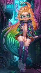 1futa 9:16 :p absurdly_long_hair ahoge ai_generated alley aspect_host behind-the-head_headphones bike_shorts black-framed_eyewear black_hood black_jacket black_shorts blue_eyes blue_hair blue_theme blush cellphone colored_inner_hair covered_nipples cyber_pop_zoe cyberpunk detailed_background erection floating_hair full_body futa_focus gigantic_penis glasses glowing_hair gradient_hair green-tinted_eyewear green_eyes green_hair green_skirt hand_on_own_penis hand_on_penis headphones heterochromia highres hood_down hoodie jacket kneehighs league_of_legends leaning_back light-skinned_female light_skin light_smile long_sleeves looking_at_viewer miniskirt necklace neon_lights orange_hair orange_skirt over-kneehighs penis penis_bigger_than_arm penis_out petite petite_female pink_theme pleated_skirt project_series purple_hoodie purple_kneehighs riot_games seductive_look self_upload shiny_skin shoes shorts shorts_under_skirt sidelighting small_breasts smartphone solo square_glasses straight-on tentacle_hair testicles tongue_out two-tone_skirt veins veiny_penis very_long_hair white_shoes zettai_ryouiki zipper zoe_(league_of_legends)