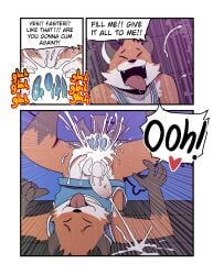 anal anthro armpit_hair balls blush blush_lines bodily_fluids body_hair brown_body canid canine closed_eyes clothed clothing comic cum cum_drip cum_in_ass cum_inside cum_inside_request cum_on_balls cum_on_penis cum_request cum_string cum_while_penetrated cute_fangs dialogue dirty_talk disembodied_penis dripping drooling duo ejaculation english_text excessive_sweat fangs faster fordan_(t0l0k) fox genital_fluids genitals glory_hole heart_symbol hi_res legs_up lying male male/male mammal moan on_back on_ground open_mouth orange_body pantsless penetration penis saliva sex shirt speech_bubble sweat t0l0k tank_top teeth text topwear