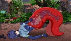 1girls 1monster animated blue_hair bodysuit clothed_sex dark_blue_hair defeated defeated_heroine game_cg gun hourglass_figure human human_female interspecies koooon_soft koooon_soft_space_girl large_breasts light-skinned_female looking_pleasured loop looping_animation medium_hair monster_rape on_back ponytail preview rape restrained sex slim_waist space_girl_(koooon_soft) sprite steam steamy_breath teratophilia thick_thighs vaginal_penetration wide_hips yellow_eyes