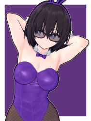 1girls 3d armpits arms_behind_head artist_name averting_eyes big_breasts brown_hair bunny_ears bunny_girl bunnysuit busty covered_navel covered_nipples hi_res large_breasts legs leotard looking_away looking_to_the_side original original_character pose posing purple_eyes sensual sexy sexy_armpits sexy_pose short_hair sunglasses thighs tinted_eyewear voluptuous