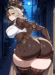1girls ai_generated alternate_breast_size ass ass_focus ass_grab back_view big_ass big_breasts big_butt big_hips big_thighs blonde_hair blush boobaai breasts brown_hair curvaceous curvaceous_female curvaceous_figure curvy curvy_figure deep_skin female female_focus grabbing_ass groping hair hair_between_eyes hair_ornament hat honkai_impact horny horny_female hoyoverse huge_ass huge_breasts huge_butt huge_thighs large_ass large_breasts light-skinned_female lips long_hair mihoyo parted_lips rear_view sexy solo solo_focus steampunk stockings straight sweat two-tone_hair very_long_hair vill-v voluptuous voluptuous_female white_shirt wide_hips