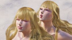 2girls 3d action_pose areolae ass athletic athletic_female bangs barefoot beach blonde_hair breasts bubble_butt busty emilie_de_rochefort eyeshadow female female_focus female_only hairless_pussy hourglass_figure light-skinned_female light_skin lipstick long_hair makeup medium_breasts mod namco namco_bandai navel nipples nude nude_female nudity outdoors outside pinup pinup_pose pose posing purple_eyes pussy shaved_pussy somalistreetlizard sweat sweating tagme taller_female tekken tekken_8 vagina wide_hips