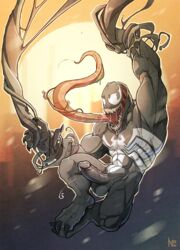 abs balls biceps cum erection humanoid long_tongue male male_only marvel muscles no_swift nude penis retracted_foreskin solo spider-man_(series) symbiote teeth thick_penis tongue uncut venom venom_(marvel)