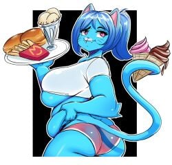1girls anthro ass belly blue_fur blue_hair breasts burger cartoon_network chubby chubby_female fangs fast_food fat feline feline_humanoid female female_focus female_only food fries furry grabbing_belly hips ice_cream ice_cream_cone large_ass large_breasts milf mother nicole_watterson pink_eyes ponytail short_shorts shorts sideboob small_shirt southger stomach t-shirt the_amazing_world_of_gumball thick_thighs thighs tray weight_gain wet_body wet_t-shirt wet_topwear