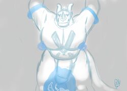 bitnarukami cum digimon exveemon male male_only muscles overweight sketch solo