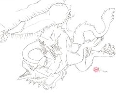 aris_(andalite) black_and_white couple cum cum_in_pussy cum_inside domination ear_piercing epicwang female fluff fur internal knot knotting male male_on_top monochrome on_top open_mouth penis piercing sergal sex straight tying vaginal_penetration valeena_(dharsii)