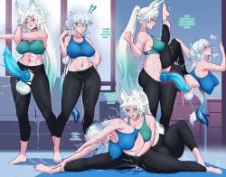 canine_penis cielobivolta feixiao_(honkai:_star_rail) futanari honkai:_star_rail honkai_(series) knot knotted_penis knotting splits yao_guang_(honkai:_star_rail) yoga yoga_pants