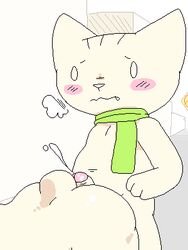 anthro ass blush breath buttjob cat cum cumshot doki duo erection feline female fur green_scarf lagomorph low_res male male_focus mammal nabi newgrounds nude orgasm outdoors paws penis public rabbit scarf straight street there_she_is uncut watermelon_(artist) white_fur