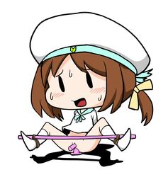 anal_insertion anus blush bondage brown_hair buttplug dildo error_musume female kantai_collection nervous pussy spread_legs sweat