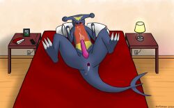 absurd_res animal_genitalia anus ass bed bodily_fluids book canid canine cum cum_in_ass cum_inside cum_on_chest cum_on_self electronics feral fluffyfoxxo fox furniture furniture_lamp gaping gaping_anus garchomp generation_4_pokemon genital_fluids genital_slit genitals hi_res inside lamp male mammal nintendo outlet phone picture_frame pillow pokemon pokemon_(species) presenting presenting_hindquarters solo