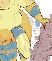 anthro ass balls big_ass big_breasts big_penis blonde_hair blush breasts comparing comparing_penis curvy dialogue digital_media_(artwork) english_text erection female fur furry futa_is_bigger futa_on_male futanari genital_fluids genitals gigantic_breasts goddess hair hi_res highres huge_ass huge_breasts huge_cock humanoid imminent_sex large_breasts large_penis light-skinned_female light_skin long_hair muscular muscular_male naked naked_female nipples no_panties nude nude_female nude_male original original_artwork original_character original_characters penis penis_size_difference short_hair simple_background standing testicles text thick_thighs thighhighs thighs upper_body vein veiny_penis voluptuous voluptuous_female white_background wide_hips wiwah_lira yellow_body yellow_fur yellow_hair