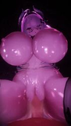3d 3d_animation black_bow bow_on_head breasts_bigger_than_head elf_ears female_on_top female_penetrated horns huge_breasts looking_at_viewer oc original_character pov sound tagme thighhighs video vr vrchat_avatar white_hair ximplivr