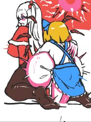 alice_margatroid alice_margatroid_(pc-98) bigger_female bigger_penetrated blush bottomless clenched_teeth clothed clothed_sex cum_in_pussy cum_inside daughter_penetrating_mother dress dress_lift dubious_consent excessive_cum eyes_rolling_back feet futa_on_female futanari huge_ass impregnated impregnation incest incest_(lore) incest_impregnation incest_pregnancy jail_7 mother mother_and_child mother_and_daughter nipple_bulge nipples_visible_through_clothing shinki_(touhou) simple_background small_dom_big_sub smaller_futa smaller_penetrating_bigger sperm sperm_cell sperm_meets_ovum stocking_feet stockings tagme touhou touhou_(pc-98)