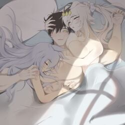 1:1 1boy 2d 2d_(artwork) 2girls abs absurd_res after_sex after_threesome ahoge animal_ears animal_humanoid arm_up bed bedroom big_breasts blanket blanket_covering blush breast_press breasts breasts_pressed_against_partner brown_hair bust busty busty_female closed_eyes completely_nude completely_nude_female completely_nude_male convenient_censoring curves cute cute_girl doll_dol1 equid_humanoid equine_humanoid eyebrows_visible_through_hair female fit fit_male grey_hair hairband hand_on_abs hand_on_another's_abs hand_on_another's_head hand_on_head hetero hi_res horse_ears horse_girl horse_humanoid hug hugging hugging_another hugging_partner human human_male human_on_humanoid humanoid humanoid_female interspecies large_breasts long_hair looking_at_viewer lying lying_on_back lying_on_bed lying_on_side male mammal_humanoid multiple_girls muscles muscular muscular_male nude nude_female nude_male oguri_cap_(umamusume) one_eye_closed pale-skinned_female pale-skinned_male pale_skin pillow ponytail sleeping sleeping_after_sex sleeping_nude sleeping_together sole_male spica_trainer_(umamusume) straight sweatdrop tamamo_cross_(umamusume) tied tied_hair trainer_(umamusume) umamusume umamusume:_cinderella_gray very_high_resolution white_hair wholesome wholesome_as_fuck yellow_eyes