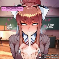 ai_generated anal blowjob caption comic comic_page cum cum_in_ass cum_in_mouth cum_in_pussy cum_inside doki_doki_literature_club futa_on_female futanari image_set madamweaver mind_break monika_(doki_doki_literature_club) natsuki_(doki_doki_literature_club) rape tagme