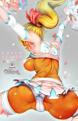 ass blonde_hair cheerleader cutepet dark-skinned_female dark_skin female panties sideboob solo