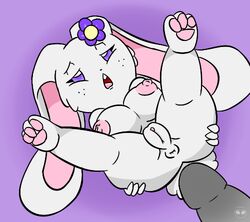 2015 anus areola big_areola big_breasts breasts female flower furry kirbot12 lagomorph lantha laying_back mammal nipples open_mouth original original_character penis plant plump_labia pussy rabbit spread_legs spreading