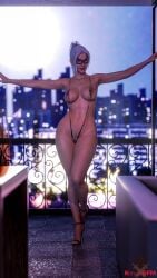 1girls 3d big_breasts black_cat_(marvel) breasts effectively_nude felicia_hardy female kthulusfm_(artist) marvel nipples nipples_visible_through_clothing pubic_hair pubic_hair_peek skimpy sling_bikini solo spider-man_(ps4) spider-man_(series) white_hair