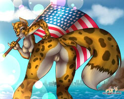 4thjuly american_flag ass azaleesh beach bikini canine cheetah clothing copperback01 feline flag fox hybrid kiku leopard mammal sea seaside skyline smiles swimsuit vagina water