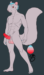 1boy animal_genitalia anthro balls big_balls chaffing erection fur heat male male_only mammal muscles nude open_mouth penis poweron rodent solo squirrel starvinartmajor transformation