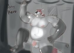 balls bitnarukami chubby latex_gloves male male_only mammal nipples overweight penis raccoon sketch solo