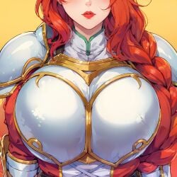 armor armored_female big_breasts fire_emblem fire_emblem:_path_of_radiance fire_emblem:_radiant_dawn fully_clothed gifted11 red_hair red_lipstick titania_(fire_emblem)