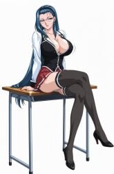 1girls academy_uniform_(bible_black) accurate_art_style ai_generated alternate_breast_size ass ass_support bible_black bible_black_gaiden big_ass bubble_ass bubble_butt clothing crossed_legs desk eyewear female female_focus female_only flirting flirting_with_viewer glasses grey_eyes hair_ornament hairband half-closed_eyes heels high_heels inviting inviting_to_sex light-skinned_female light_skin long_hair long_legs looking_at_viewer megane mochida_junko necktie no_panties_under_skirt panties petite pinup pose posing posing_for_the_viewer presenting presenting_breasts rimless_eyewear rimless_glasses round_ass school_uniform schoolgirl seducing seduction seductive sexy_pose shirt sitting sitting_on_desk smile solo teasing teasing_viewer teasing_with_butt teen teenage_girl teenager thick_ass thighs very_long_hair vest