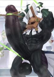 aether_foundation aether_foundation_employee_(female) aether_foundation_employee_(male) angry angry_expression angry_eyes anthro anthro_male balls balls_tied big_balls big_cock big_penis black_body black_nipples black_penis bound_arms bound_balls bound_hands bound_penis bound_wrists character_in_background chimera chimera_humanoid cock_ring contained container_bondage erection faba_(pokemon) fishingmanmax gen_7_pokemon generation_7_pokemon handcuffs hands_behind_head hands_tied hard_cock hard_on hard_penis heavy_armor hidden_face humanoid humanoid_genitalia humanoid_penis hyper_genitalia hyper_penis legendary_pokemon male male_anthro mask masked masked_male muscular muscular_male nipples penis penis_out penis_tied pokemon pokemon_(species) pokemon_sm restrained restrained_arms restrained_male restraints steam steaming_penis steamy_penis test_chamber tied_balls tied_hands tied_penis tied_up type:_null type_0 veiny_penis white_room