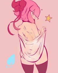 1girls artist_request ass ass_focus back back_view backboob big_ass big_butt brawl_stars choker collar fat_ass looking_at_viewer melodie_(brawl_stars) naked naked_female pink_hair solo solo_female solo_focus vagina